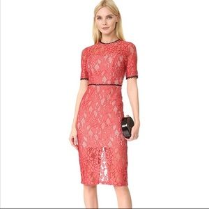 NWT Alexis pink red lace midi dress S
